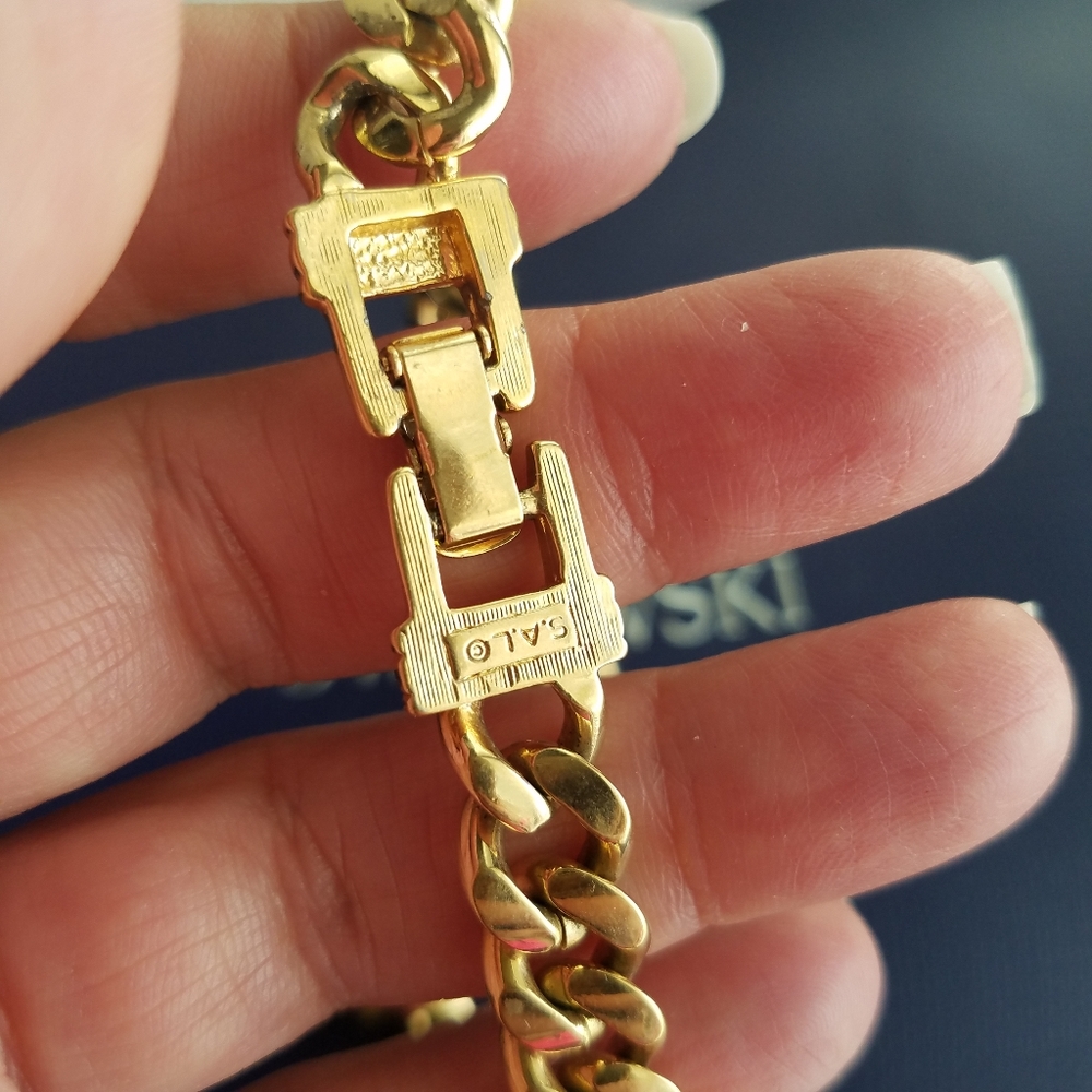 AUTHENTIC Swarovski 18k Gold Plated Chunky Chain Vintage Link Necklace - Picture 14 of 17